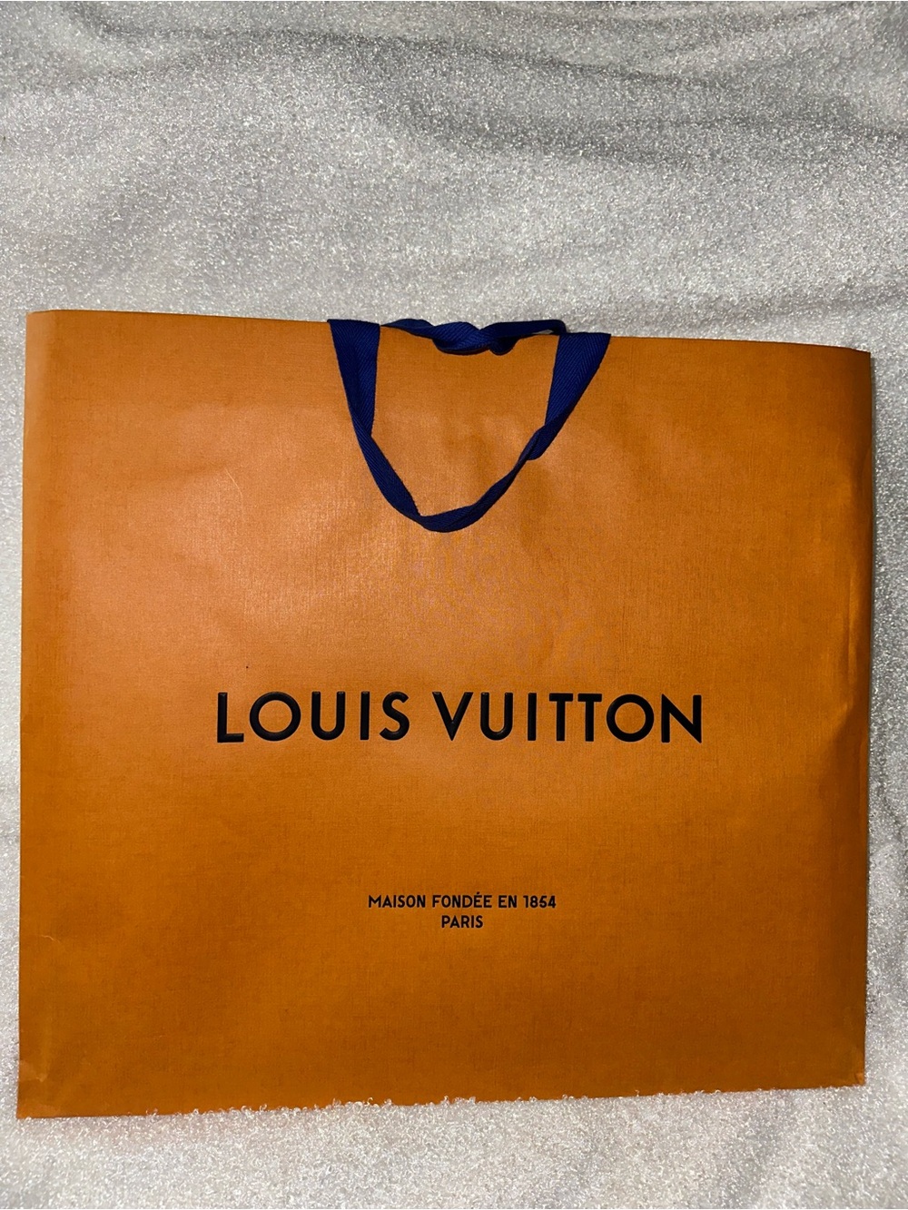 Louis Vuitton Orange Shopping Bag with Navy Handles